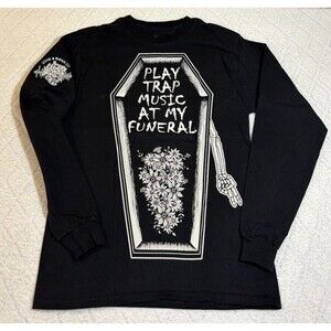 Play Trap Music At My Funeral Hip Hop Coffin Skeleton Hand Bass & Co Tee Size M